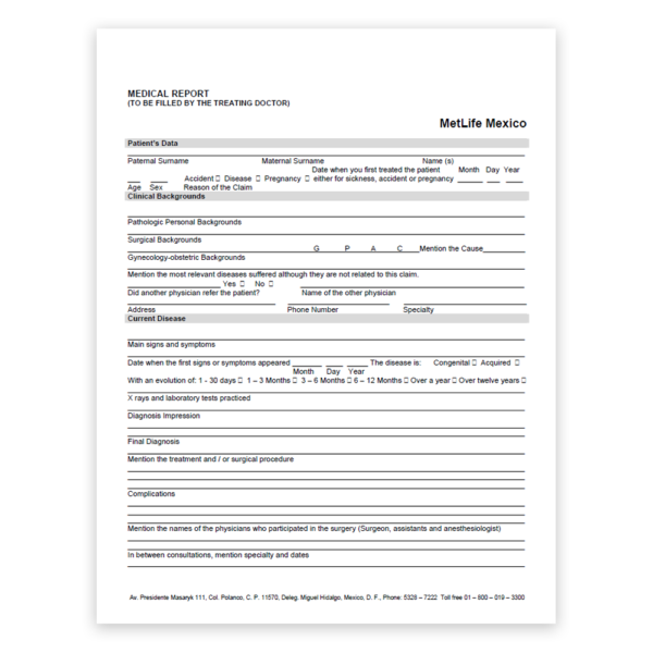 MEDICAL REPORT (INFORME MEDICO EN INGLES)